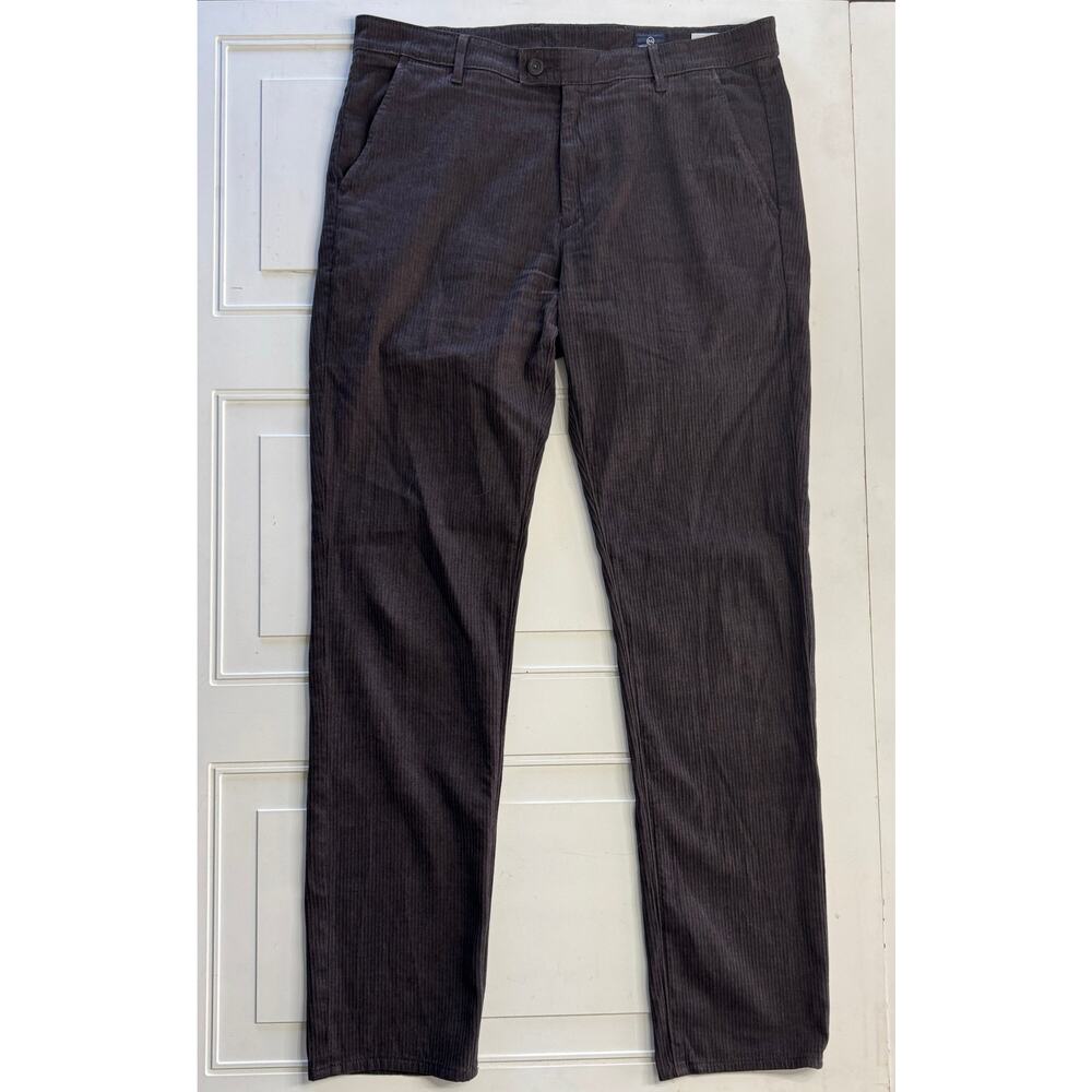 AG Adriano Goldschmied Mens Brown The Marshall Striped Trousers Size 36R